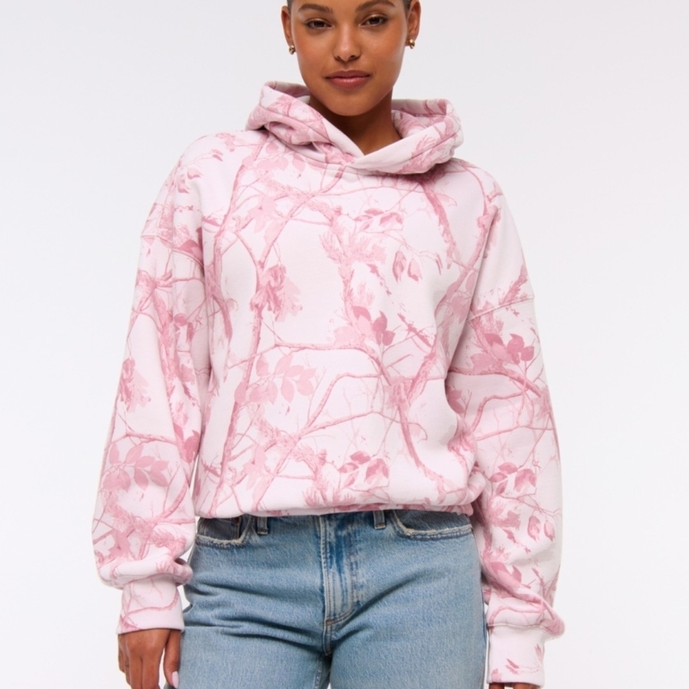 Abercrombie & Fitch Sunday Hoodie – Pink Camo Soft Fleece | Cozy Oversized Fit |